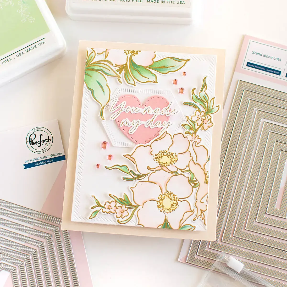 Pink New Metal Cutting Dies Festivals Greeting Card Making Fresh Nested Rectangles Postage Edge Die DIY Scrapbooking Diary Stamp