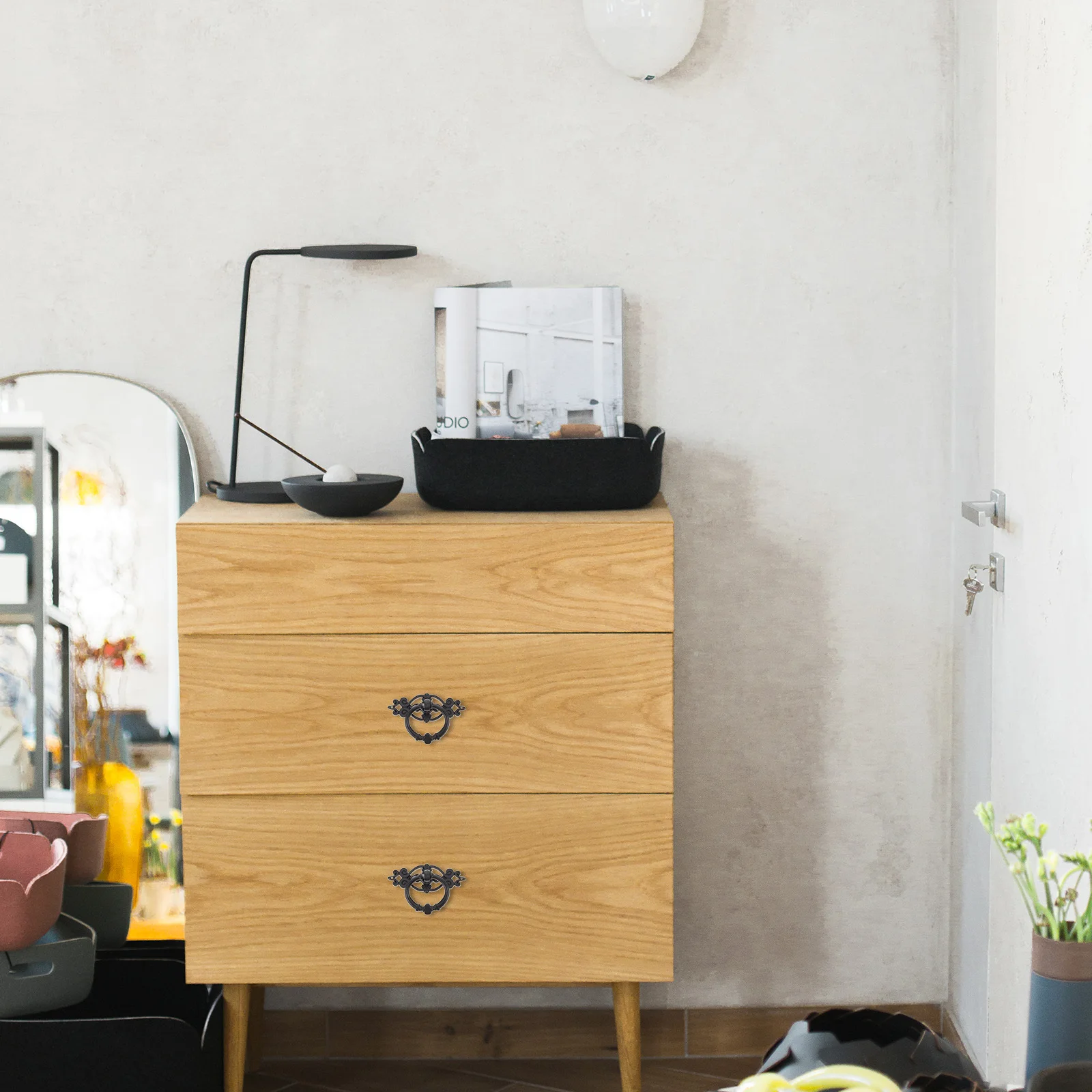 

6Pcs Retro Cabinet Pulls Drawer Pulls Ring Alloy Durable Wardrobe Door Handles Furniture Hardware Drawer Handles