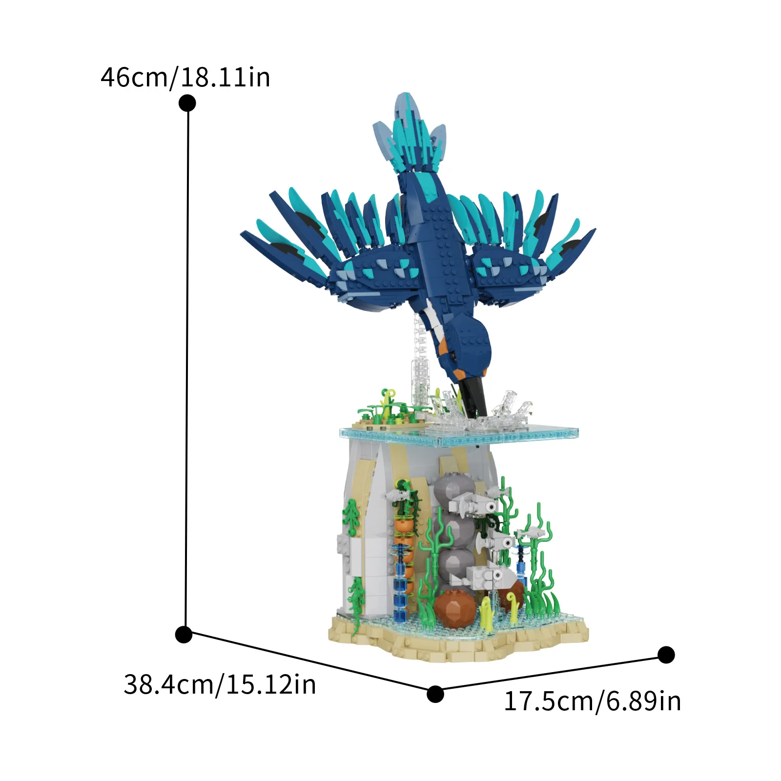 1310PCS DIY Animal Model Kit,Kingfisher Catching Fish Building Blocks Toy for Kids Adult Teen Festival gift  Desktop decoration