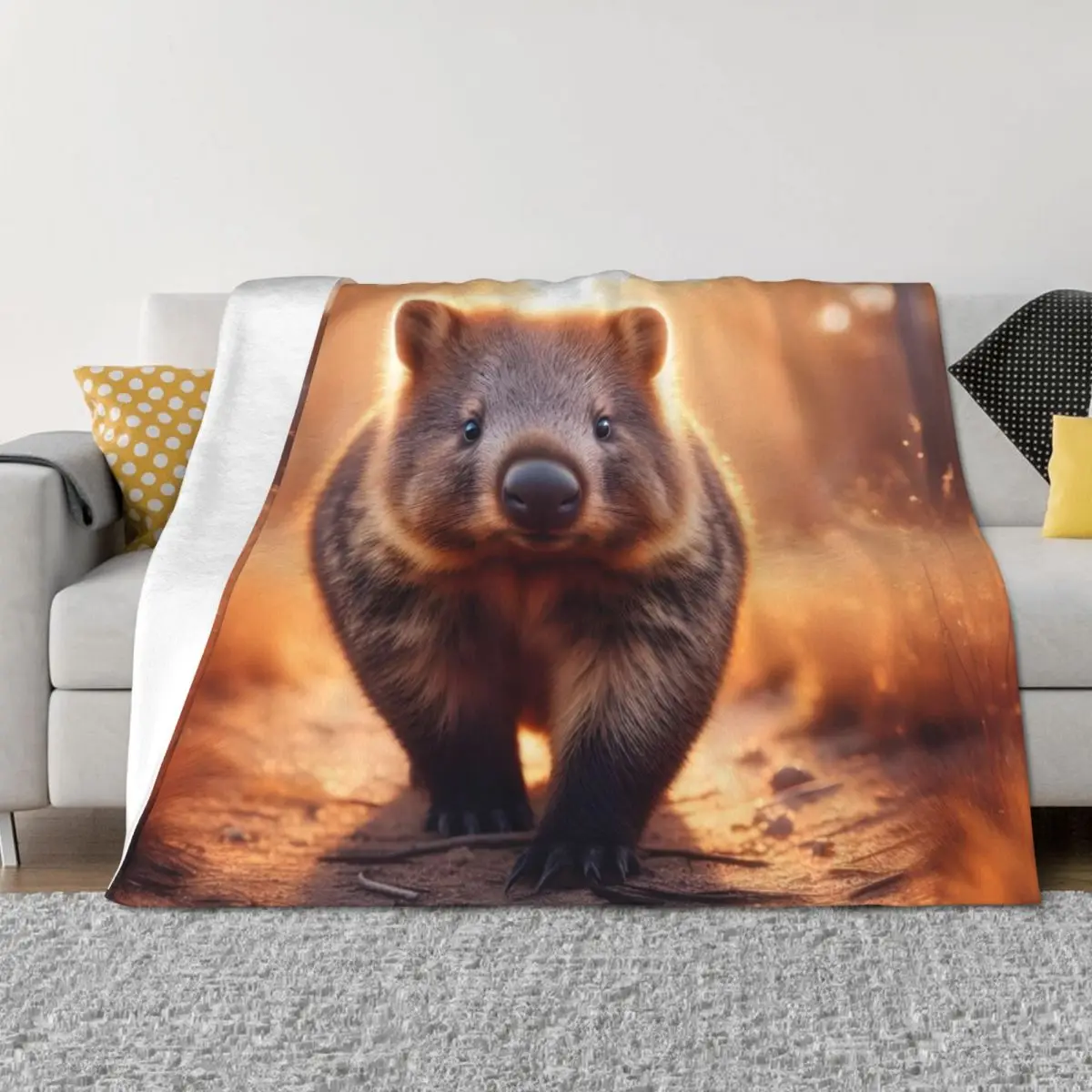 

Wombat Art #36 Wombat Lovers Throw Blanket manga Soft Plaid Thermal Cute Blankets