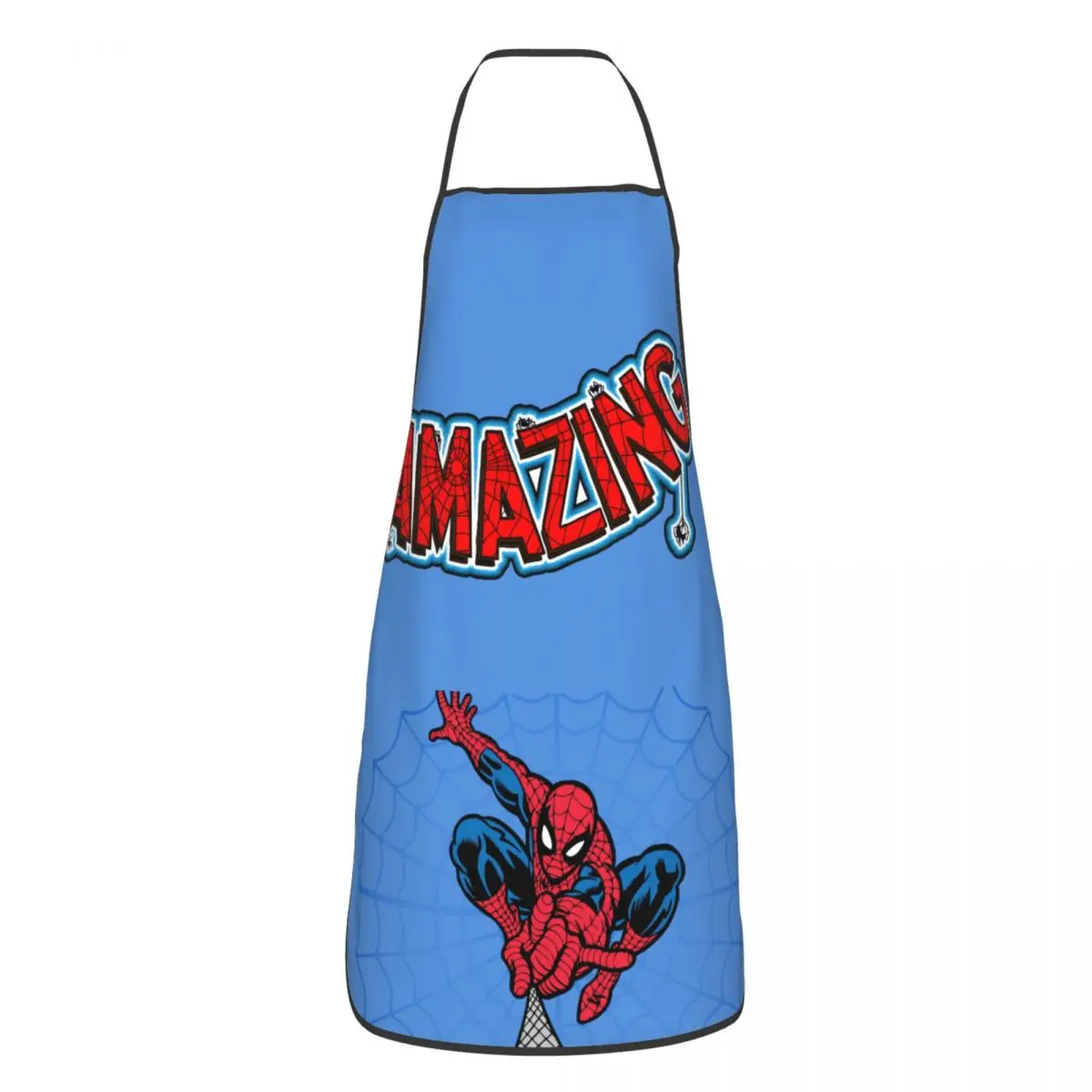 Funny Blue Apron Men Women Unisex Kitchen Chef Marvel Spider Man Tablier Cuisine Cooking Baking Painting