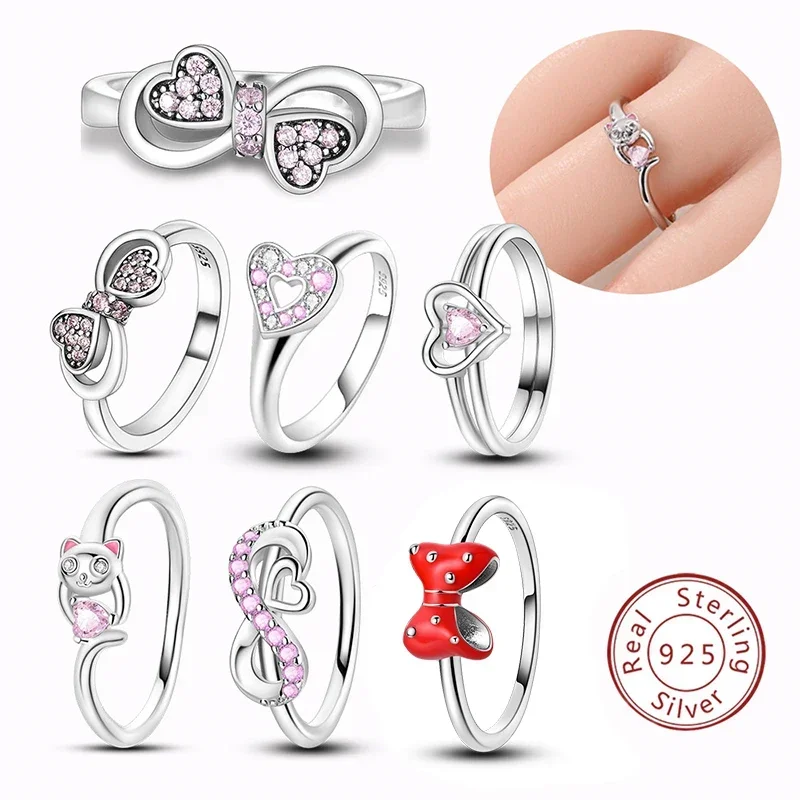 925 Sterling Silver Rings Stackable Colored Zircon Sun Moon Star Center for Women Original Silver 925 Wedding Ring Jewelry Gift