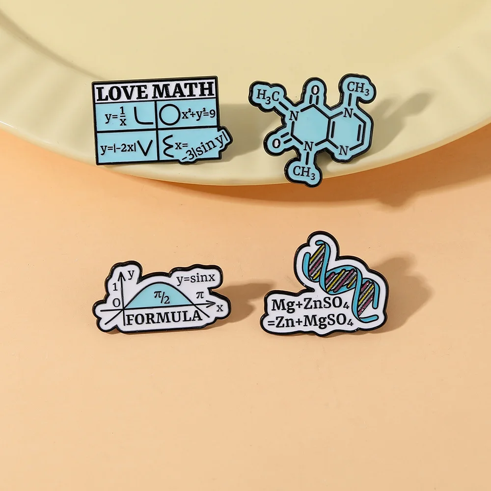 شارة العنصر الفيزيائي والكيميائي الجديدة الإبداعية دورة شخصية الجينات تحويل الرياضيات بروش الملابس ملحقات حقيبة الظهر