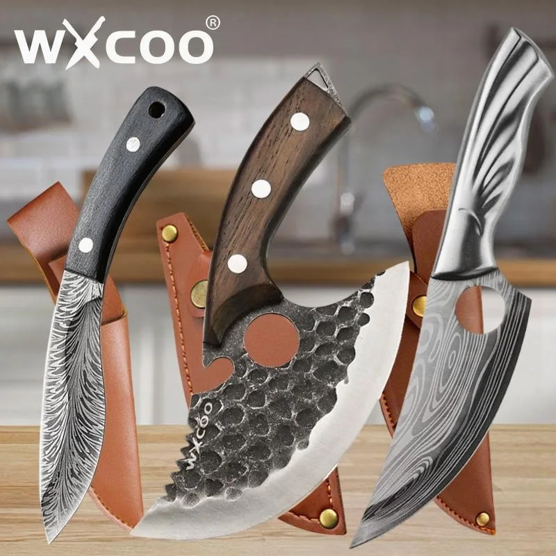 WXCOO Forged Knife Barbecue Cutting Cooking Tools Cleaver Kitchen Knives Chef Knife Full Tang Butcher Meat Slicing Boning Knife