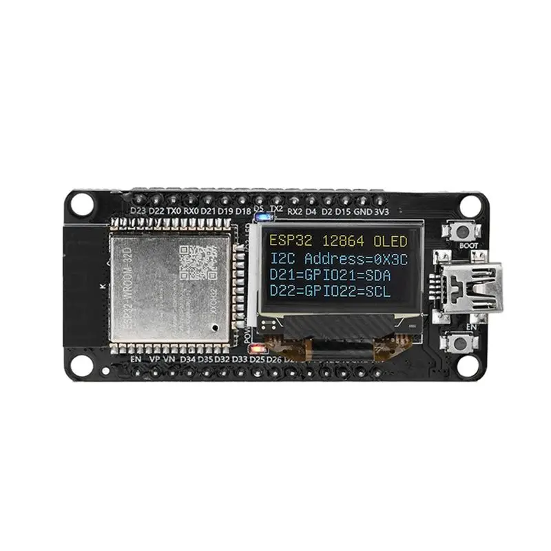 

Акция! Плата для разработки ESP32 ESP-WROOM-32D WIFI Bluetooth CH340 с OLED-экраном 0.96 дюйма, желто-синий дисплей