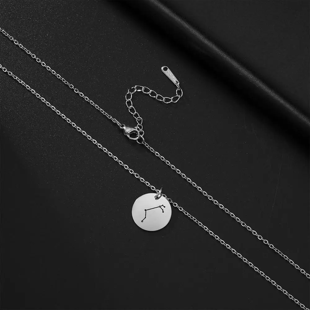 Skyrim – collier douze zodiaques pour femmes, douze Constellations, horizon, acier inoxydable, Lion, Gemini, taureau, bélier, balance, vierge, pendentif