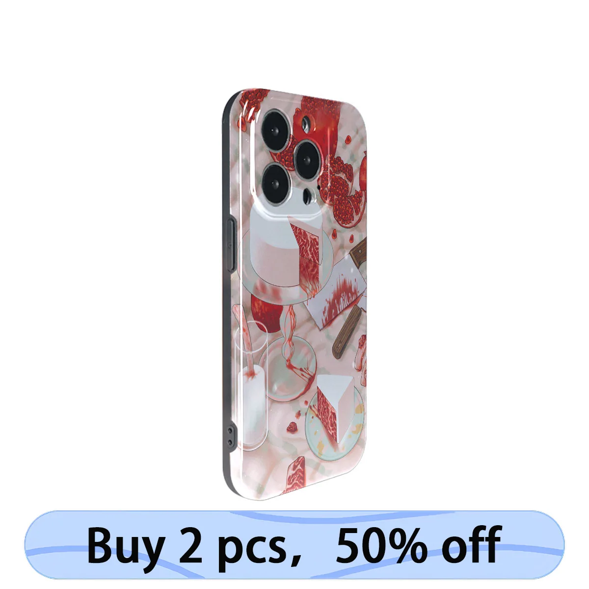 Coque iPhone Art Phone Case Violence Aesthetics Bloody Cake Cover for iPhone 15 14 13 12 11 Pro Max Plus IMD 2 in 1