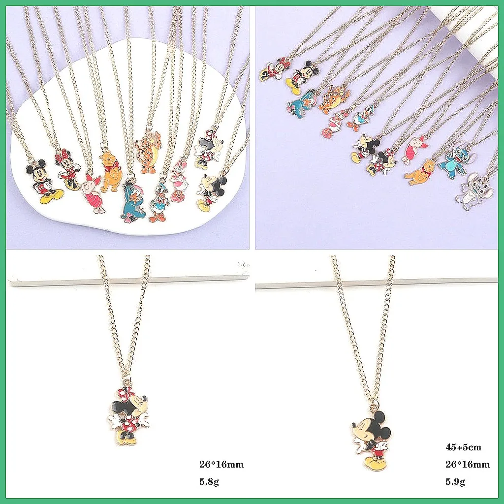 

Ювелирные изделия Диснея: милое ожерелье с подвеской в виде Микки и Минни для женщин и девочек, подарок с подвеской в виде медведя-Пуха и тигра