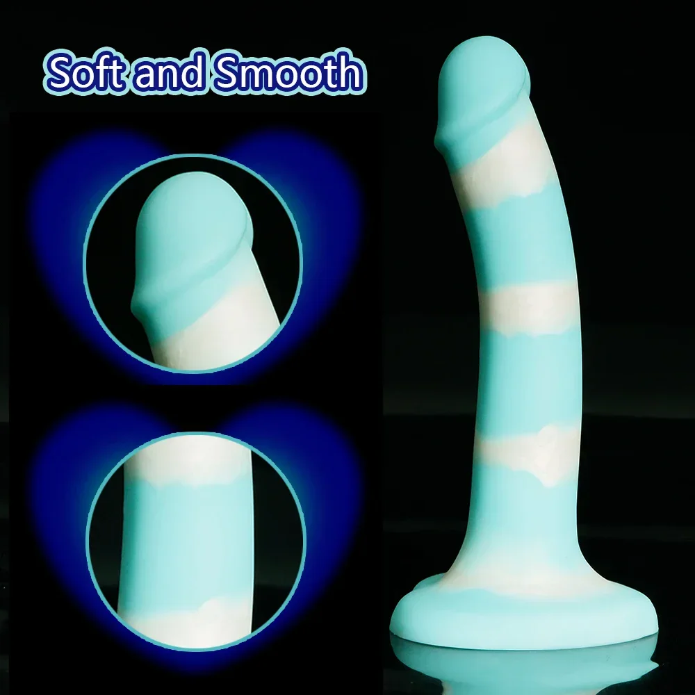 7.28inch Blue-White Color Heart Shape Simulated Eggless Silicone Dildo Realistic Fake Penis Hand G-Spot Massager Adult Sex Toys