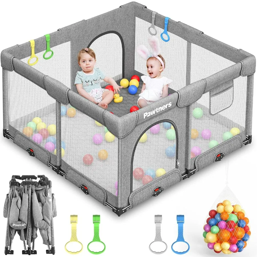 Box pieghevole per neonati e bambini piccoli: 50 Lx 50 Lx 27 H Grande cortile da gioco Area da gioco portatile per interni ed esterni con 50 pezzi O