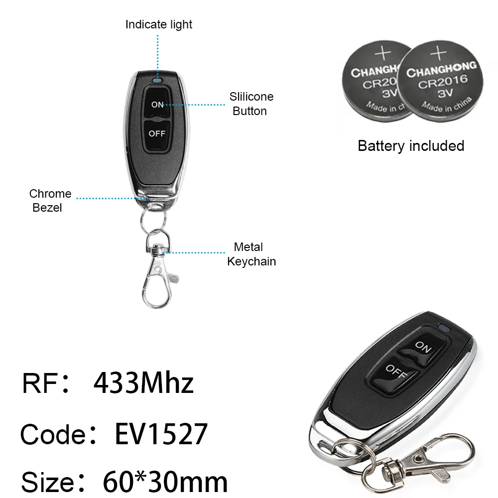 Interruttore di controllo remoto 433MHz AC110V 220V 10A 1CH modulo relè trasmettitori ricevitore ON OFF telecomando per lampadina a Led