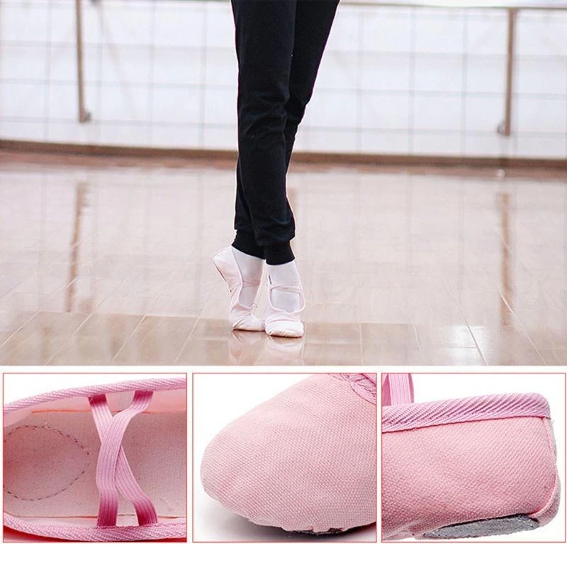 

Baby Girl Canvas Cotton Ballet Pointe Dance Shoes Gymnastics Slippers Yoga Flats 15UB