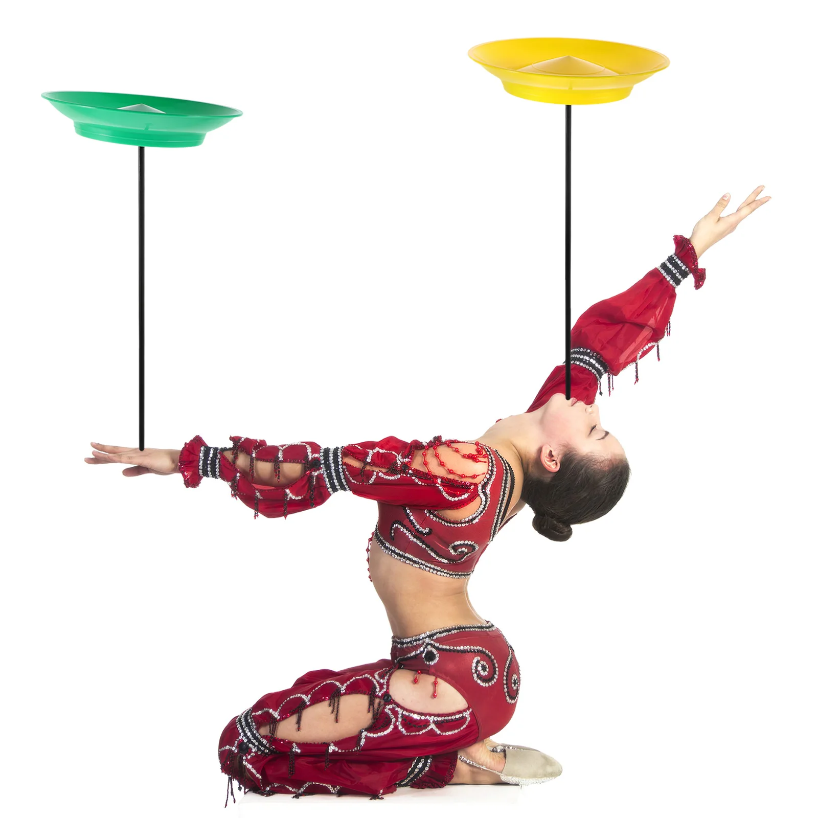 

3pcs Juggling Plates with Sticks Balance Juggling Plates With Top Rod For Circus Performances Sports Events And Sensory Training