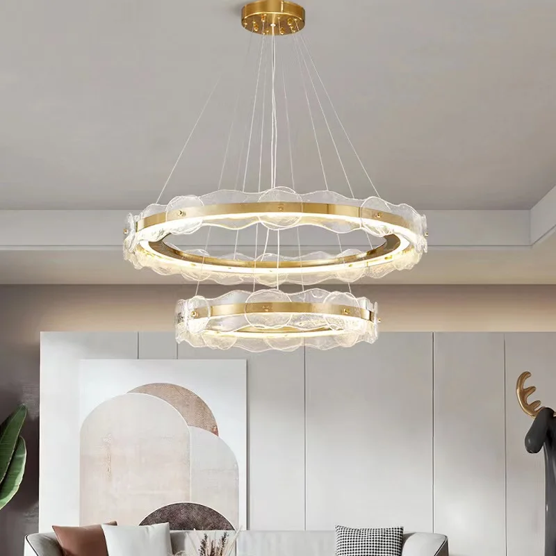 

IWP Luxury Crystal Pendant Light Water Wave Hanging Lamp Living room Dining Table Chandelier Indoor Decor Kitchen Island Lamp