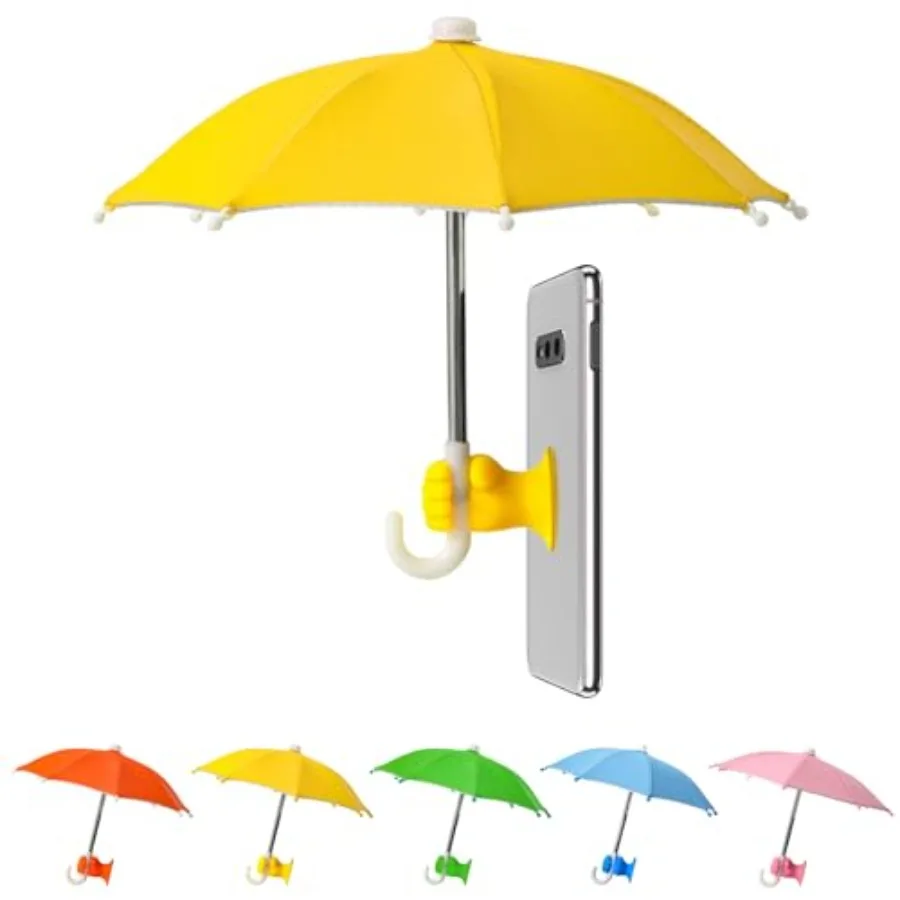 

Phone Umbrella Stand, Sun Shade Mini Umbrella for Cell Phone with Adjustable Fist Style Suction Cup, Universal Anti-Glare Sun V