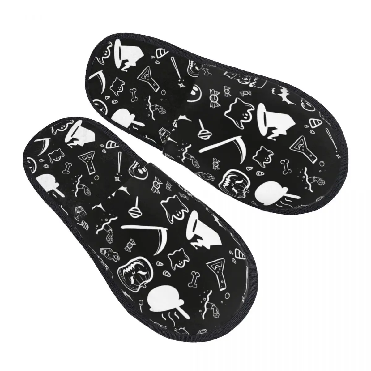 

Goth Occult Witch Bats Guest Slippers for Hotel Women Custom Print Spooky Cute Ghost Halloween House Slipper