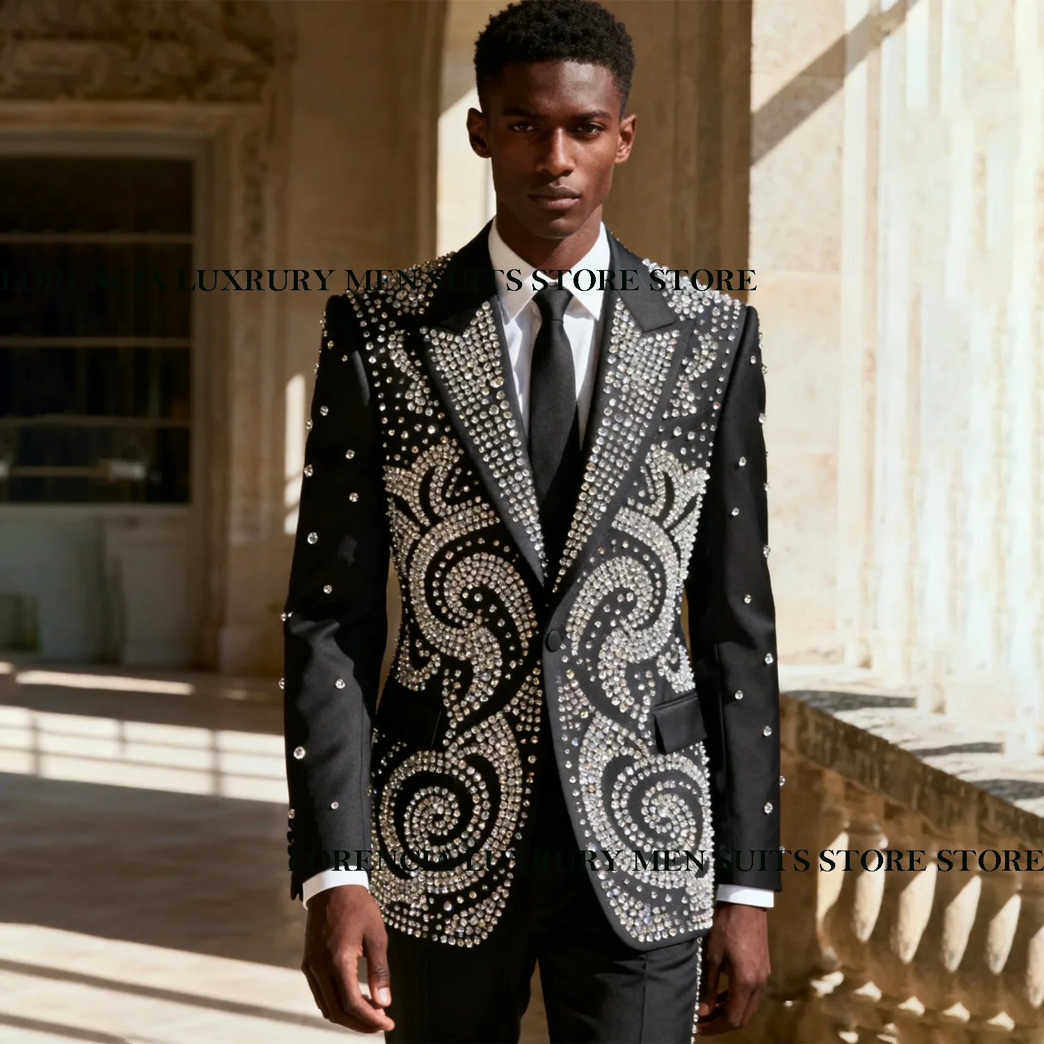 

Элегантный орнамент по индивидуальному заказу, костюмы из бисера и кристаллов, смокинги, мужские комплекты из 2 предметов, свадебный жених, мужской пиджак для выпускного вечера, тонкий trajes para hombre
