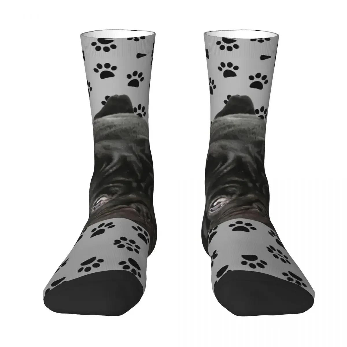 Adorable Black Pug Socks Harajuku Super Soft Stockings All Season Long Socks Accessories for Man's Woman's Birthday Present