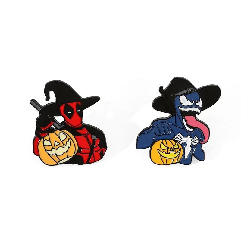 Disney Cartoon Venom, Spider Man, Deadpool brooch,adornment,Film characters Enamel Backpack Clothing Metal Badge Holiday gifts