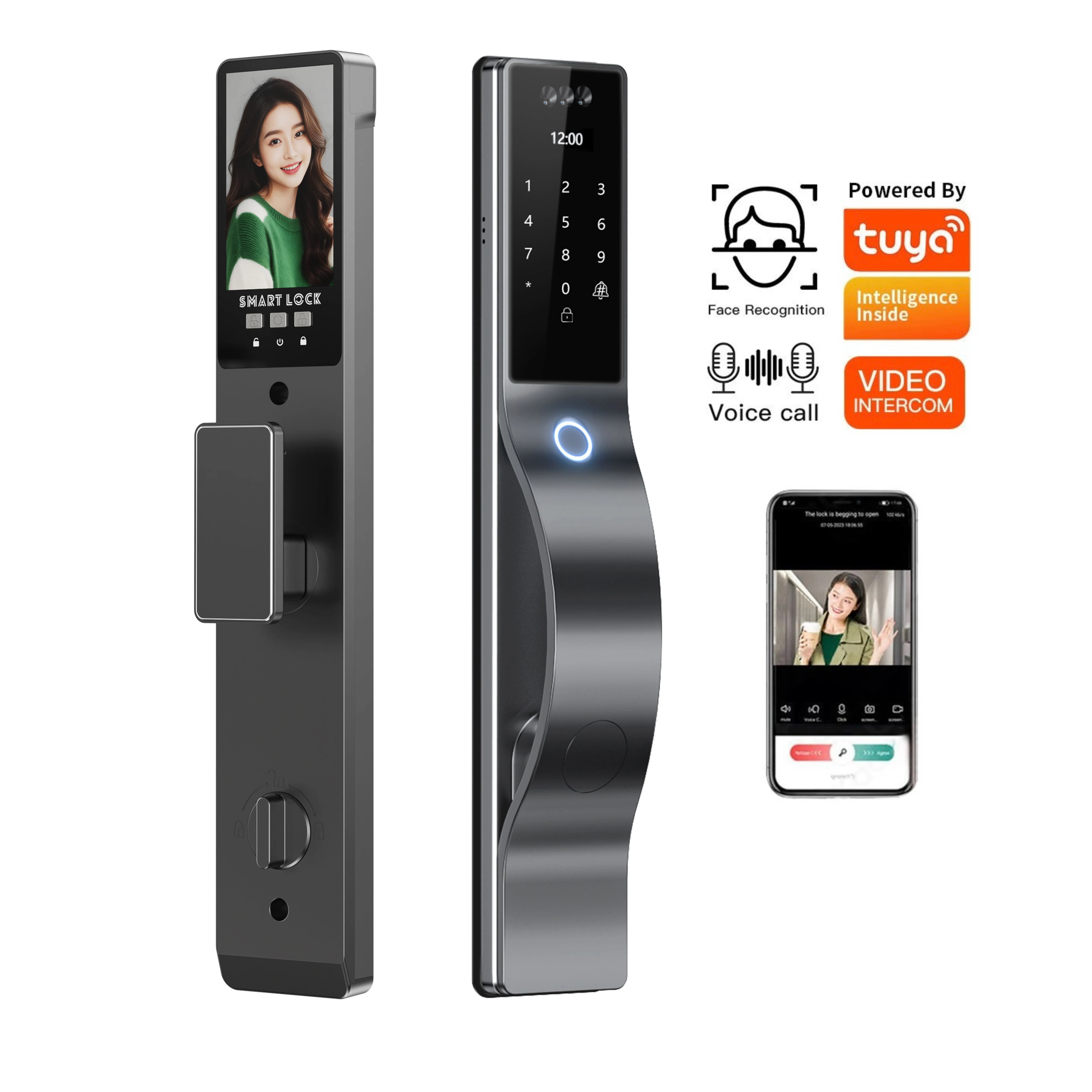 Tuya Smart Locks 3D Face Recognition Smart Door Lock With Camera WIFI Biometric Fingerprint Security Fully Automatic Door Locks