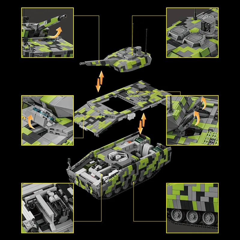 Blocs de construction de modèle de réservoir de Simulation, véhicule de combat d'infanterie militaire moderne, assemblage de Puzzle, briques techniques MOC, jouets 96011