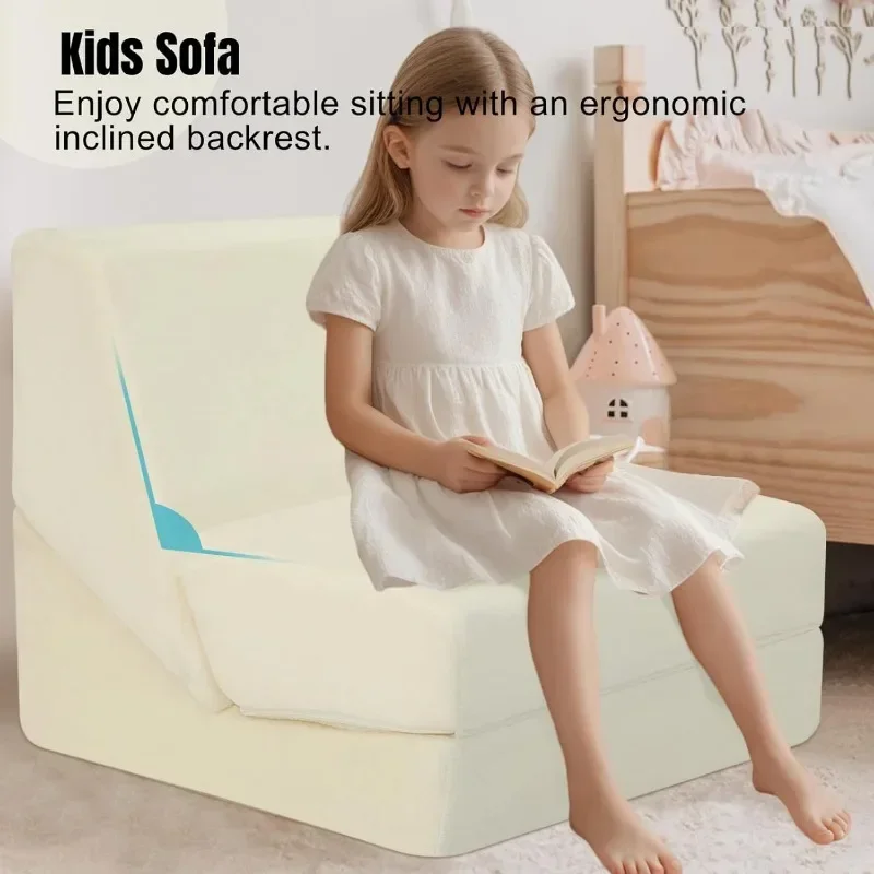 Sofá plegable para niños, silla abatible para bebés, reclinable, puede tirar de la cama de ocio para niños