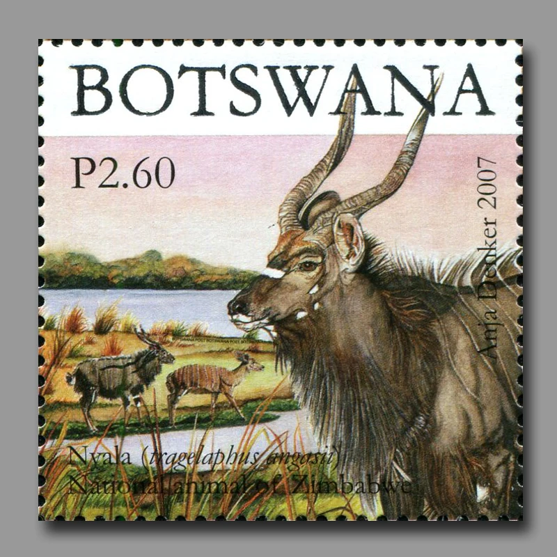 Botswana-Poststempel, Porto, Y2007, nationale Tiere, 1 Blatt 5, komplett neu, postfrisch, Sammlerstempel, Material für Scrapbooking – Detail 5