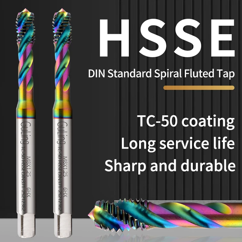 

GULING HSSE-M35 DIN 371 376 Standard Spiral Fluted Tap M2.5 M3 M4 M5 M6 M8 M10 M12 Machine Screw Thread Taps For Blind Hole
