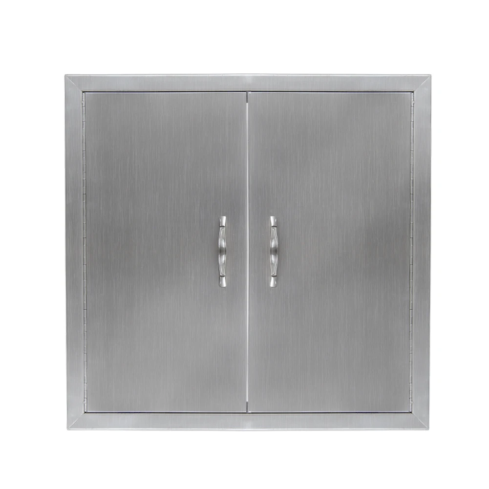 24 x 24 Inch Outdoor Kitchen Doors, Grill Door Double Door Brushed Stainless Steel, BBQ Access Door with Handles