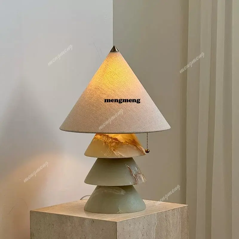 

Creative jade desk lamp designer light luxury villa living room bedroom bedside atmosphere B & B hotel