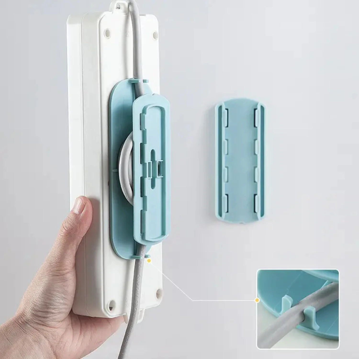 Wall Mounted Power Outlet Retainer Device For Cable Management