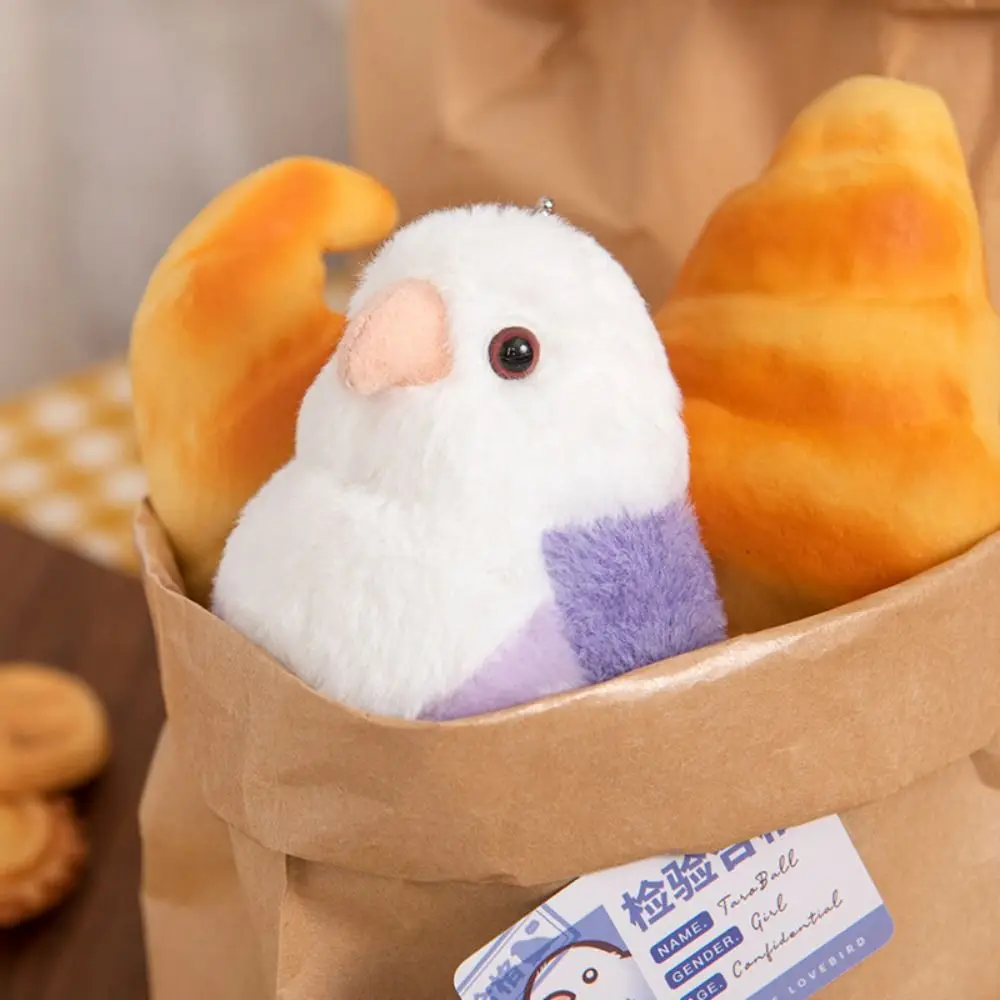 Simulation Bird Bird Plush Pendant Cartoon Soft Bird Plush Keychain Purple Cute Bird Plush Doll Keyring Backpack Pendant