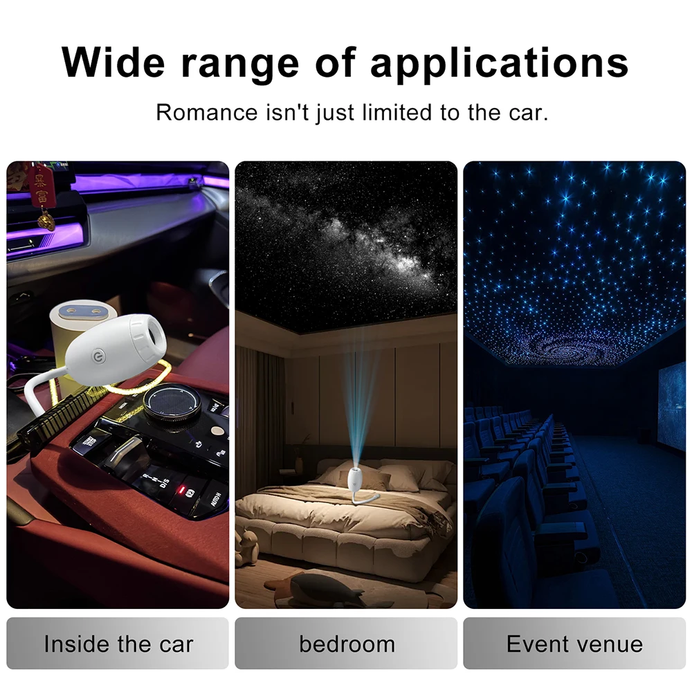 Fotografia 4: Projetor de Luz USB Galáxia para Carro, Luzes Noturnas Ambiente para Teto de Carro, Lâmpada de Projeção Ajustável para Atmosfera Interna de Carro, Decoração Romântica