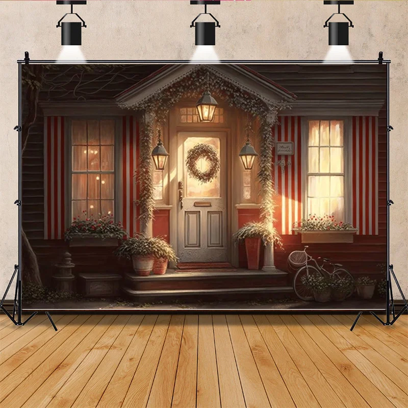 Vinyl Custom Christmas Day Photography Backdrops Living Room Restaurant Exterior Wall Photo Studio Background Props QS-559