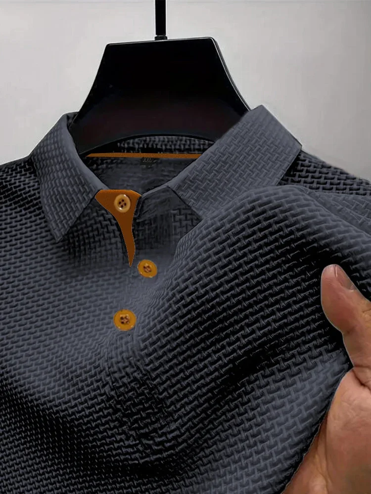 Summer ice silk lapel POLO men's short-sleeved T-shirt, men's top