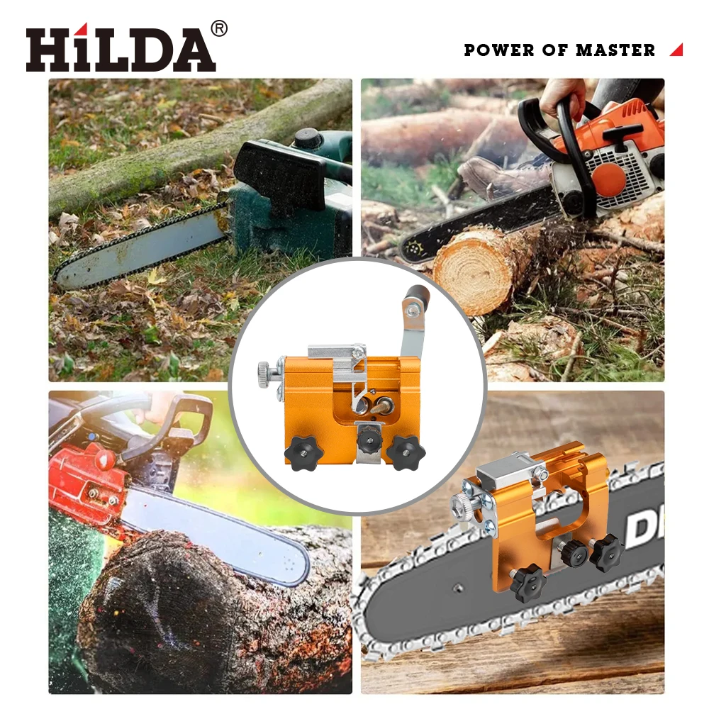 أداة شحذ سلسلة احترافية تعمل يدويًا من HILDA، تناسب أحجام السلسلة المتعددة، مثالية للصيانة بنفسك