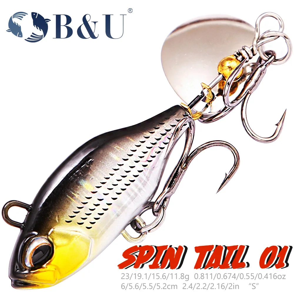 

B&U Spin Tail Fishing Lure Mag Tail Spinner Shad Metal Vib Casting Shore Jig Bait Copper Blade Spoon Freshwater Bass