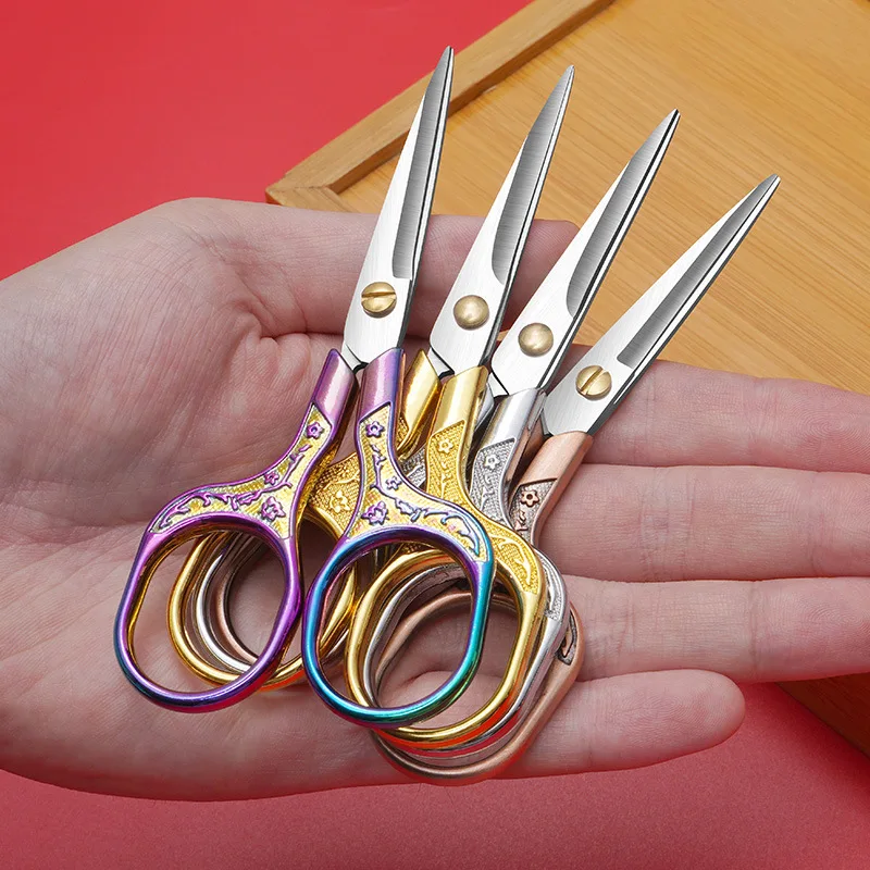 Colorful Stainless Steel Scissor Fabric Thread Sewing Scissor Handicraft Household Embroidery Sewing Shears Embroidery Scissors