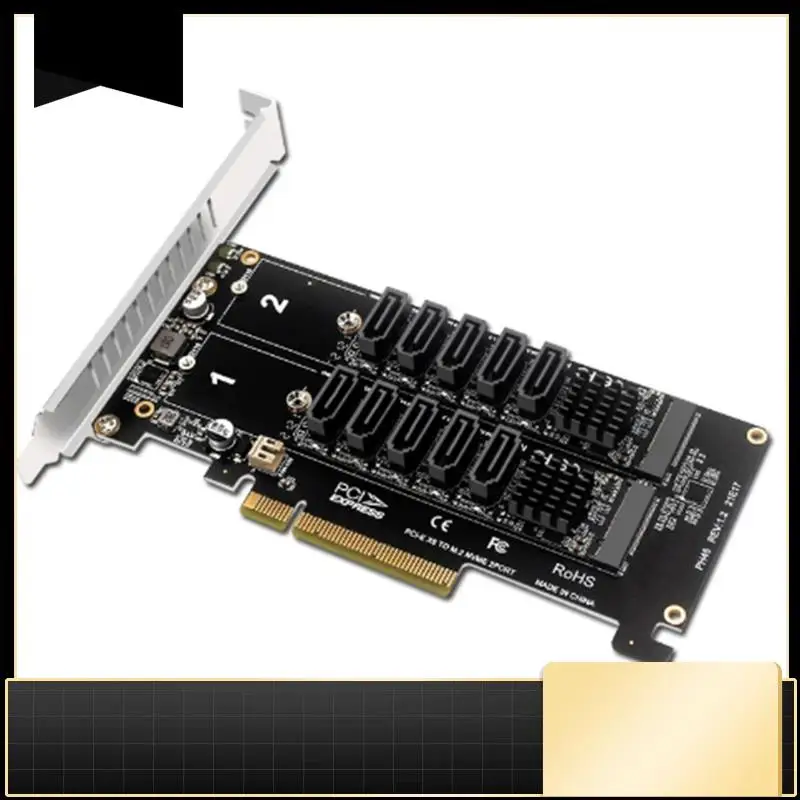 JMB585 Chipset For Pcie Card For PCI-E Sata Expansion Card Dual NVME RAID Support X8 Split Interface To SATA 10-Port Adapter-N33