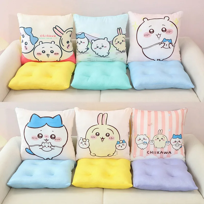 Cartoon Peripheral Chikawas Series Anime Kawaii Detachable Hachiwares Usagis Integrated Seat Cushion Mesh Breathable Pillow Gift