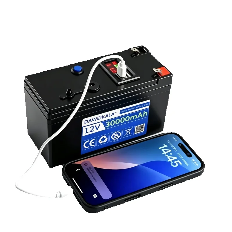 Akumulator litowo-jonowy 12V USB 30000mAh, magazyn UE Polska, przenośny power bank z listwą LED, do użytku na kempingu, zasilanie awaryjne, zasilanie do zabawek elektrycznych i zapasowe zasilanie do — 2