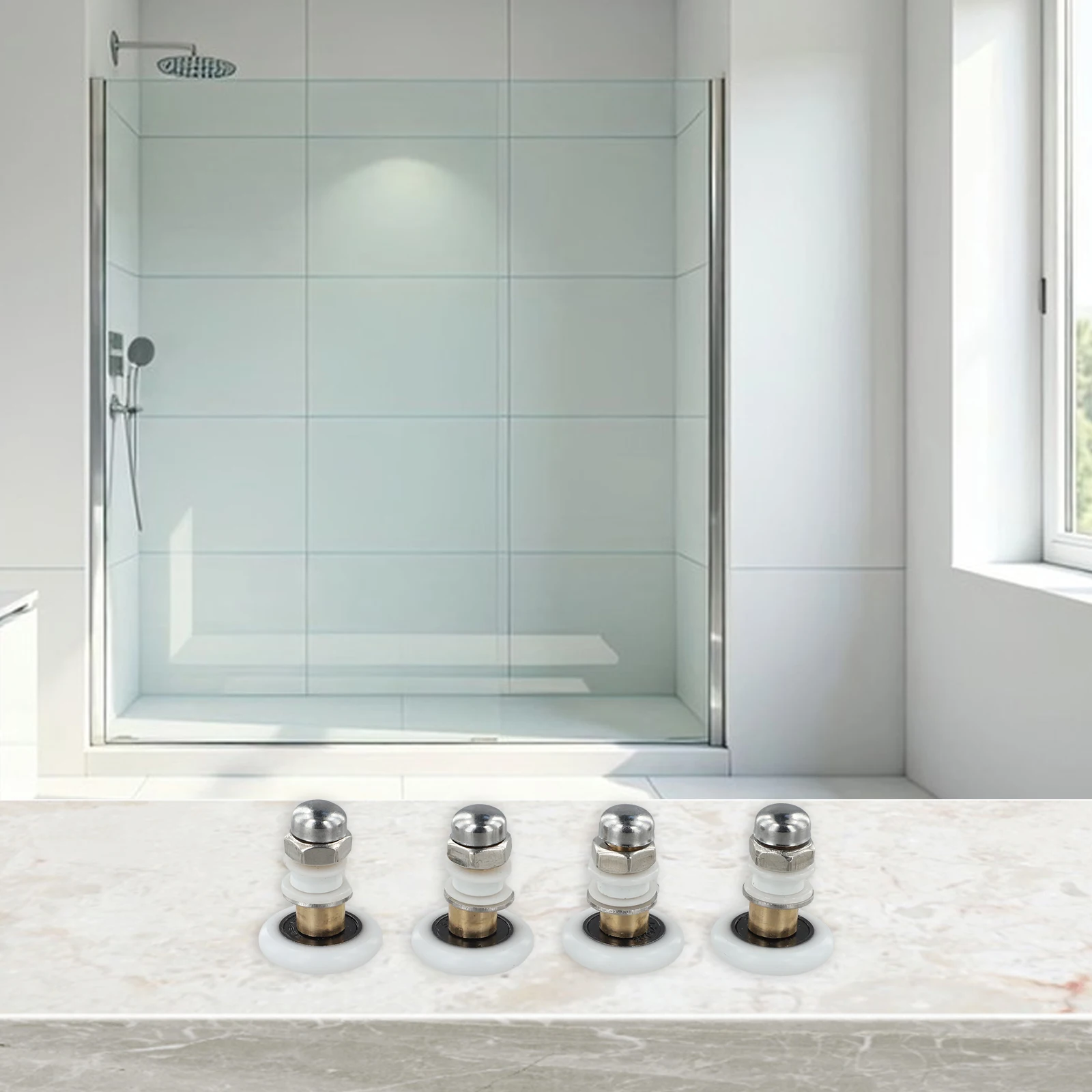 

Комплект из 4 роликов для стеклянных дверей душевых кабин с эксцентриковыми колесами для плавного хода и длительного использования