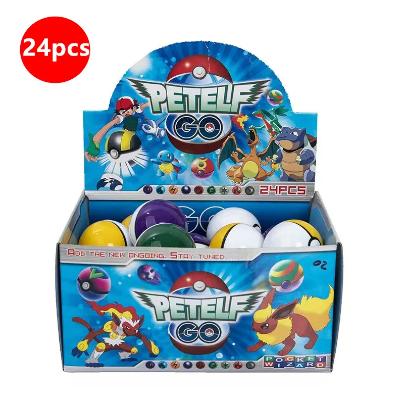 24Pcs /Set 5 Cm PokeBall Model Pokemon Anime Figure Pikachu Pocket Monster Pet Elf Dolls Toys For Children's Birthday Gift