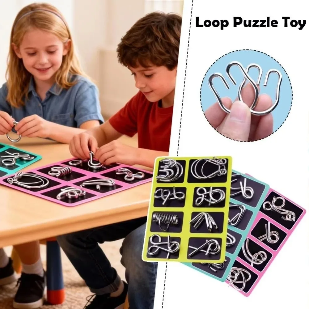 Metal Puzzle Montessori Puzzle 3D Design Puzzle Wire 3D Puzzle Intellectual Design Set of 8 Wire IQ Games Educational Play