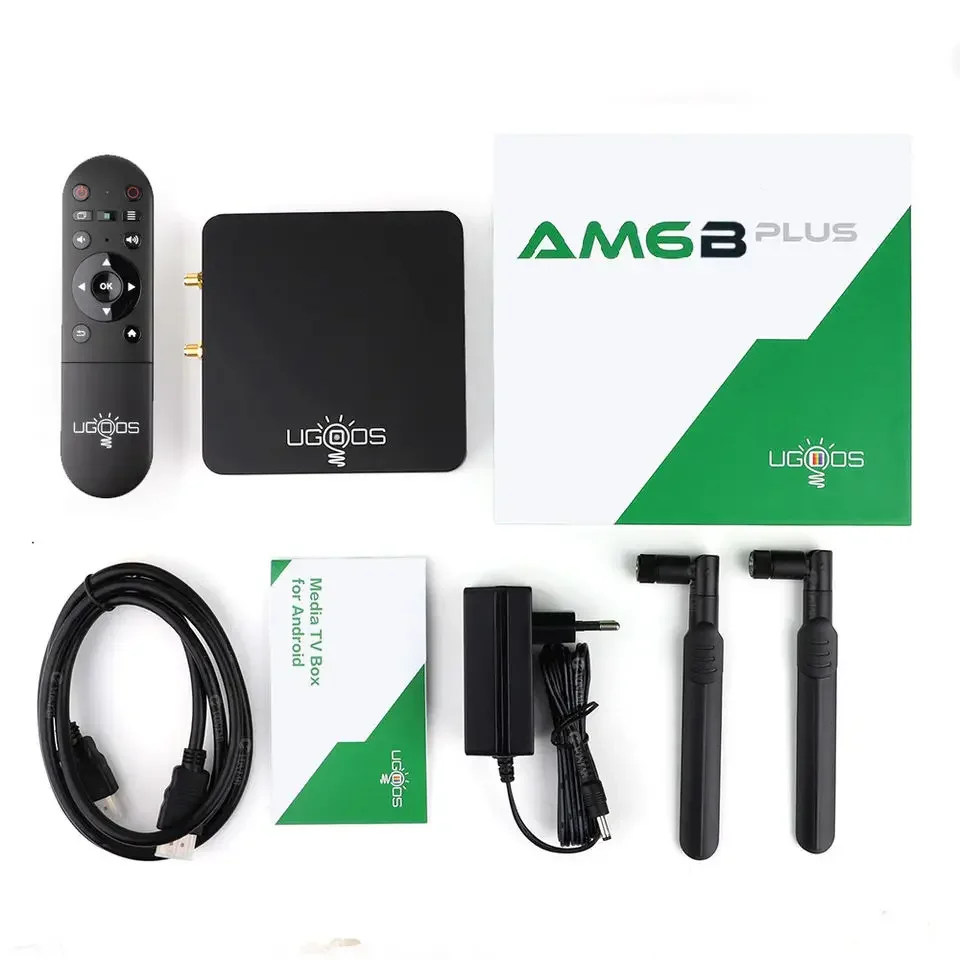 ใหม่ Ugoos AM6B Plus Wifi 6 สมาร์ท Android 9.0 กล่องทีวีสนับสนุน Dolby 4k Amlogic S922XJ DDR4 4GB 32GB Set-top Box