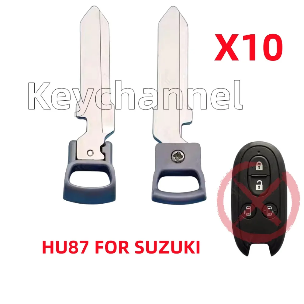 Keychannel-Hoja de llave de coche de 10 piezas, llave de emergencia en blanco HU87, hoja de llave sin llave para Suzuki Alto Hasla Lapin Wagon,