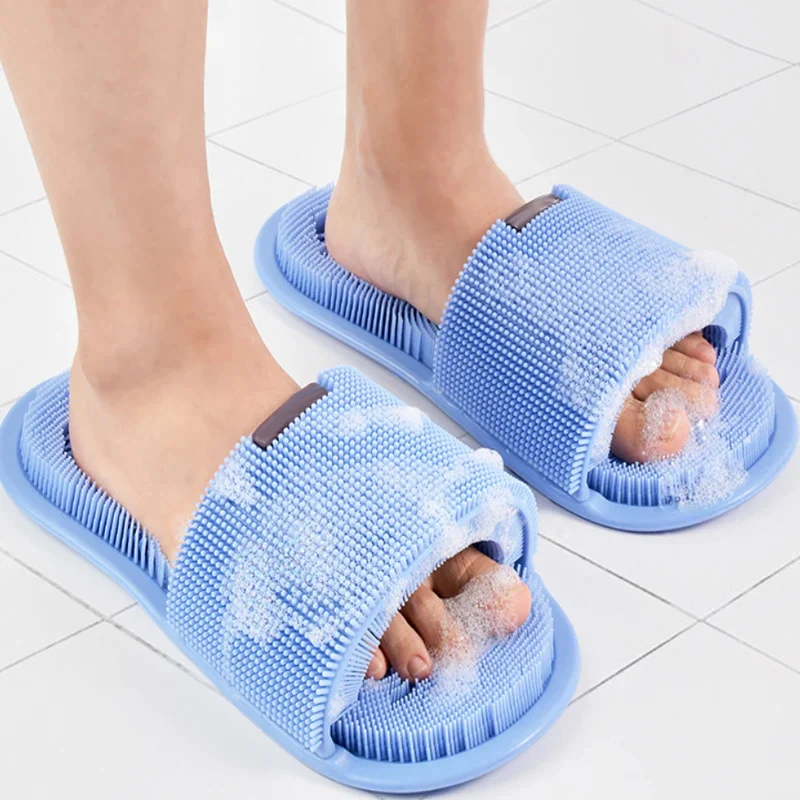 Shower Foot Scrubber Massager Cleaner Silicone Magic Foot Washing Slippers Spa Exfoliating Washer Bathroom Bath Foot Brushes