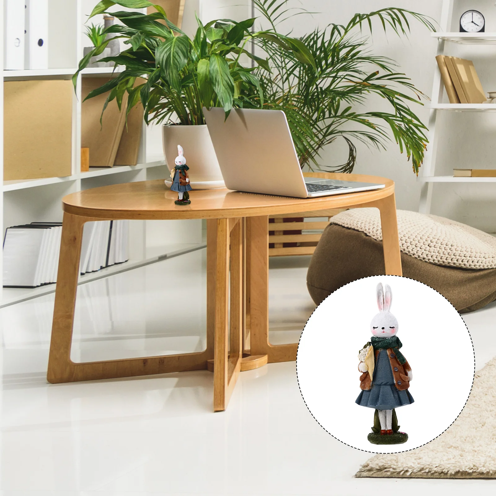 

1Pcs Rabbit Figure Resin Animal Easter Decoration Party Favor Garden Ornament Realistic Indoor Porch Adornment