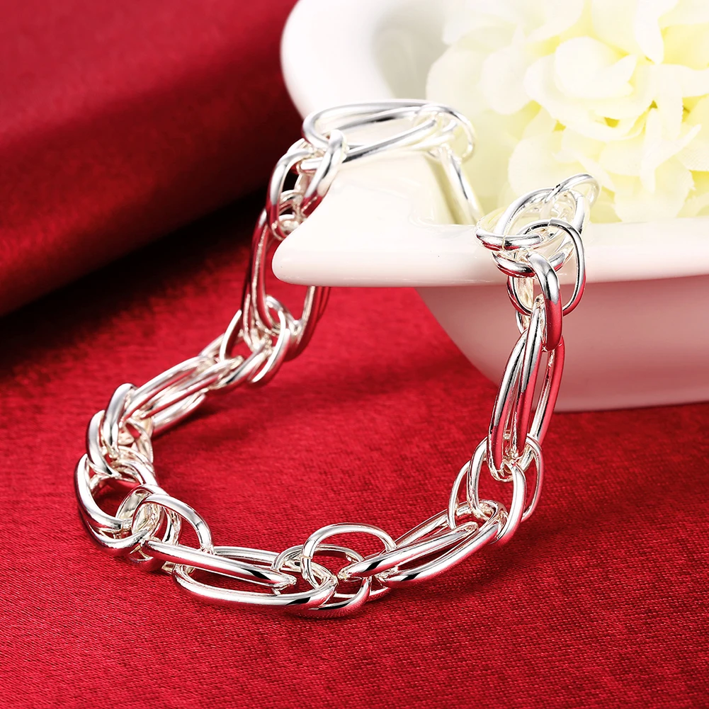 High quality creative geometry chain Hot new 925 Sterling Silver Bracelet for women fashion Wedding party Christmas gift Jewelry