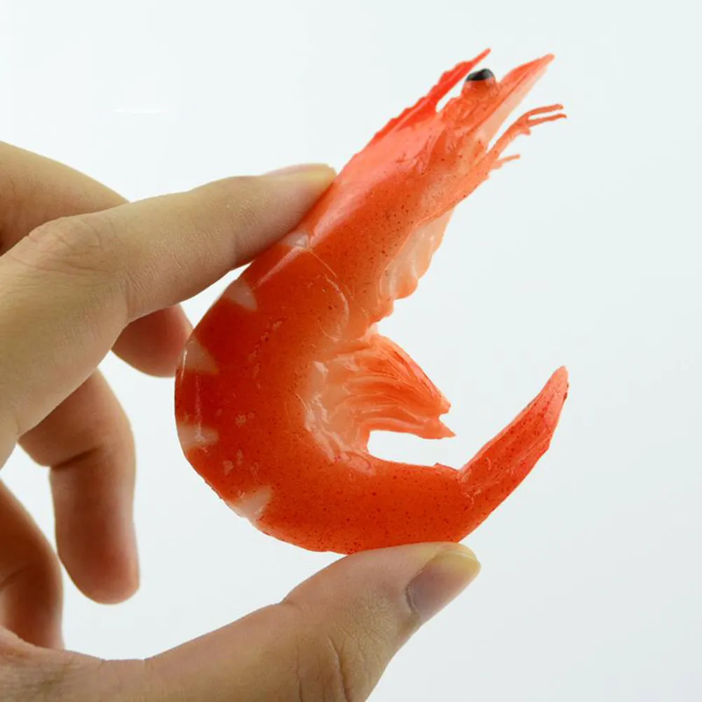 2Pcs Simulation Shrimp PVC Realistic Food Display Kids Pretend Play Photography Props Decoration Shrimp Food Model view 2